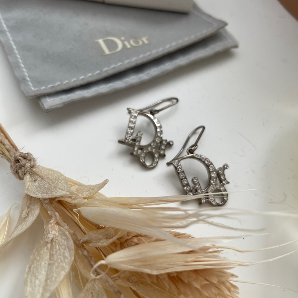 Dior Silver Rhinestone Earrings - Picture 2 of 3